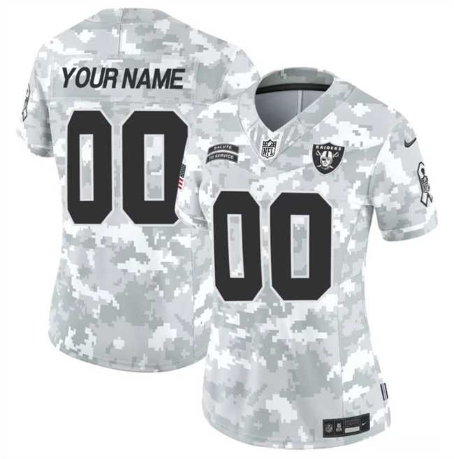 Womens Las Vegas Raiders Active Player Custom 2024 F.U.S.E Arctic Camo Salute To Service Limited Stitched Jersey(Run Small)